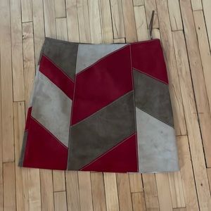 Kenneth Cole Patchwork Suede Mini Skirt